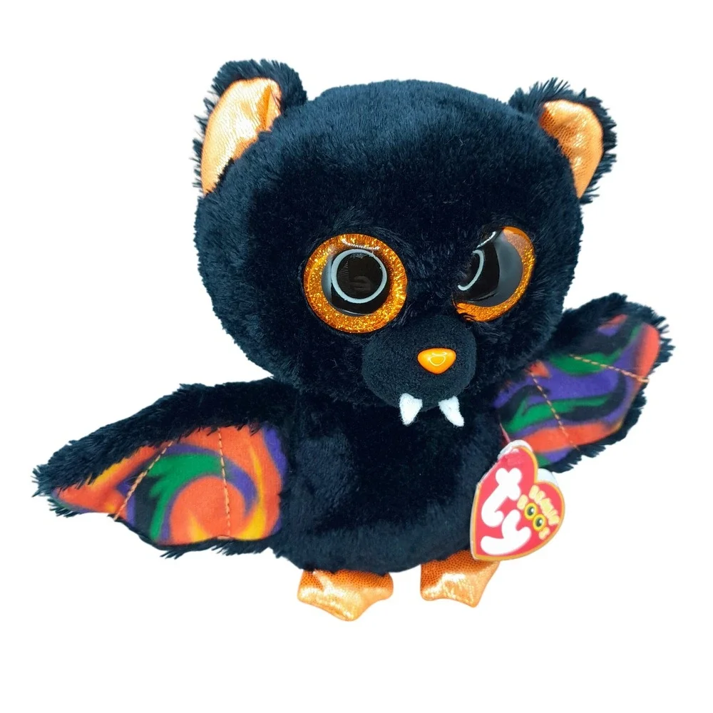 Ty Beanie Boos Scarem the Bat Halloween Plush Black Orange Glitter Eyes 6 inch
